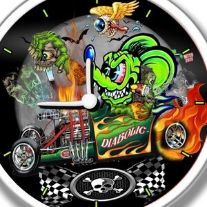 Diabolic Rat Fink Hot Rod Wall Clock Personalized